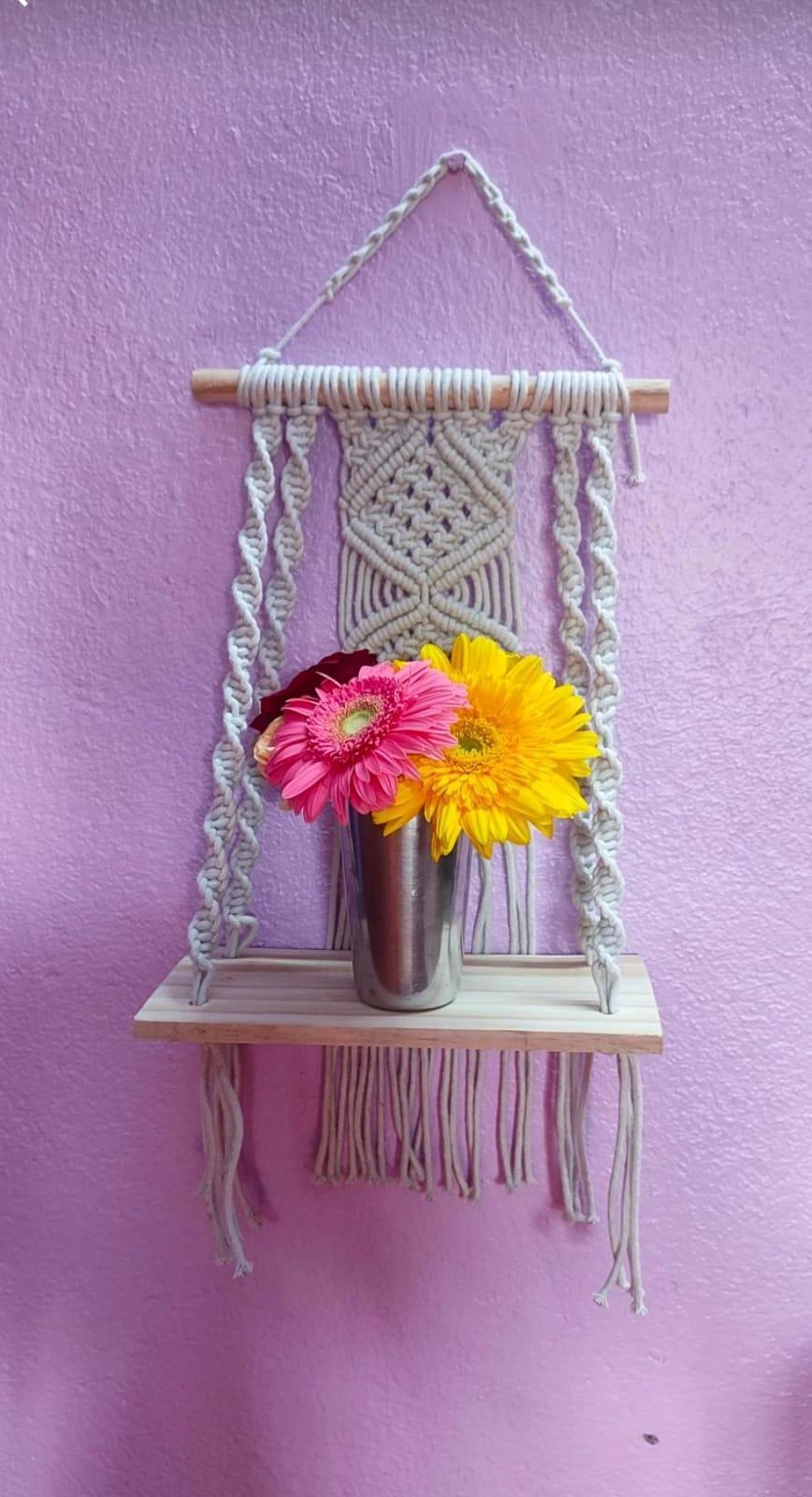 Butterfly Design Handmade Macrame Hanging Shelves