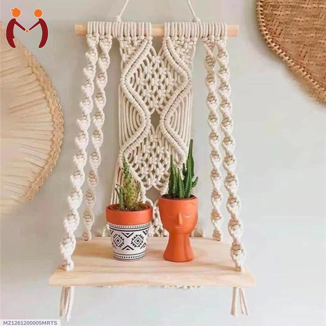 Butterfly Design Handmade Macrame Hanging Shelves